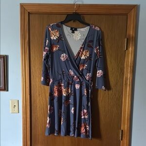 Iz Byer Blue, Orange  and Pink V-Neck Dress